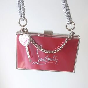 Christian Louboutin Paper Shopping Bag UPCYCLED Novelty Clutch with Silver Chain